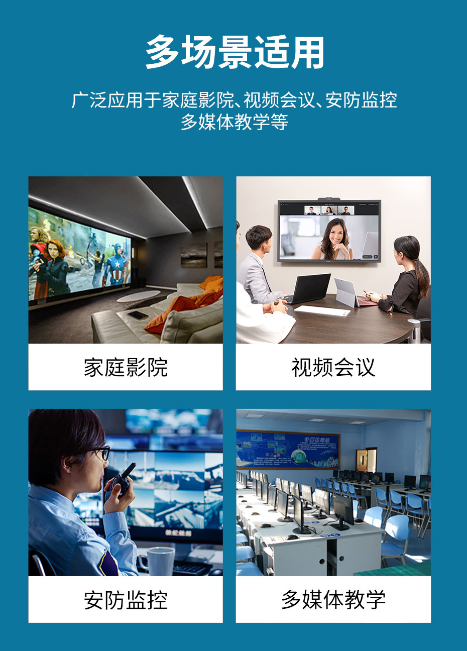 cq9电子平台网站 4K 4进1出HDMI KVM切换器41HA应用场景：安防监控、多媒体教学、影视工作室等