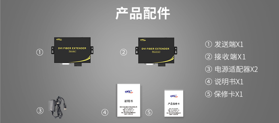 DVI光纤延长器DF200标准配件
